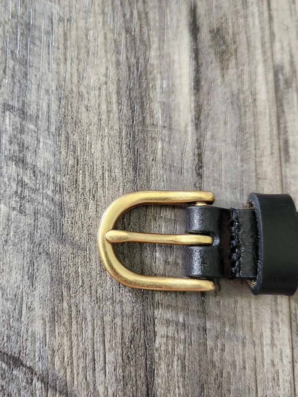 Banana Republic Skinny Black Leather Women's Trouser Belt Gold Buckle Size L